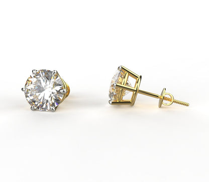 Avarta 18k Gold 2.50 Carat Each Lab Grown Diamond Solitaire Studs Earrings