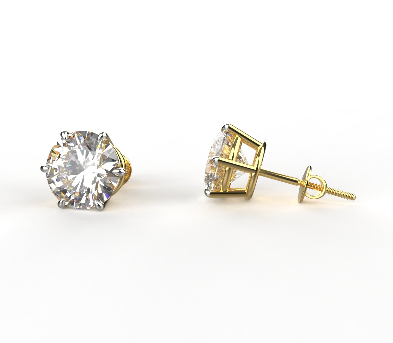 Avarta Jewellery Gold 3 Carat Lab Diamond Solitaire Studs Earrings