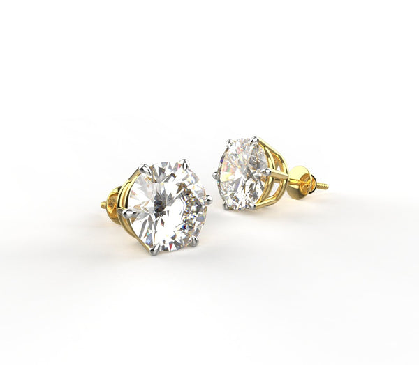 Avarta 18k Gold 3 Carat Moissanite Studs Earrings