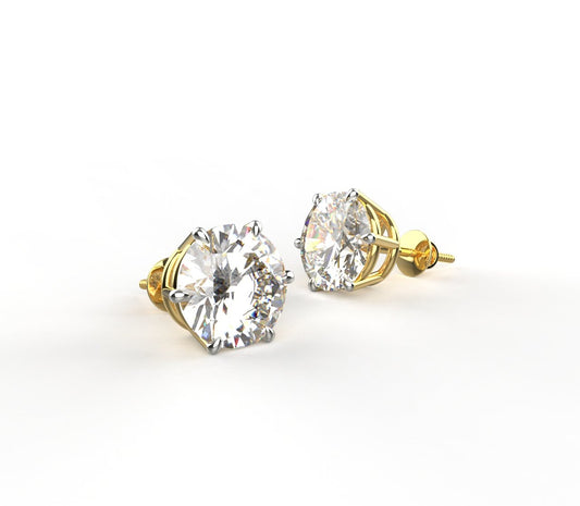 Avarta 18k Gold 2.50 Carat Each Lab Grown Diamond Solitaire Studs Earrings