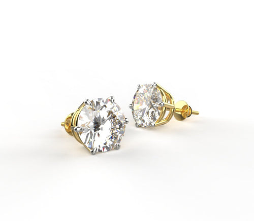 Avarta 18k Gold 3.50 Carat Each Moissanite Studs Earrings