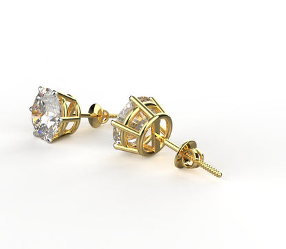 Avarta 18k Gold 3 Carat Moissanite Studs Earrings