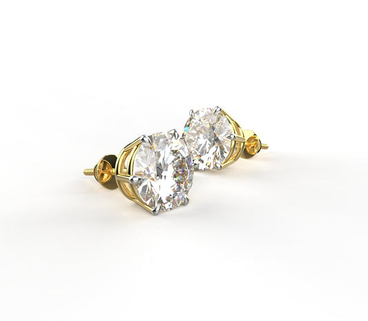 Avarta 18k Gold 3 Carat Moissanite Studs Earrings
