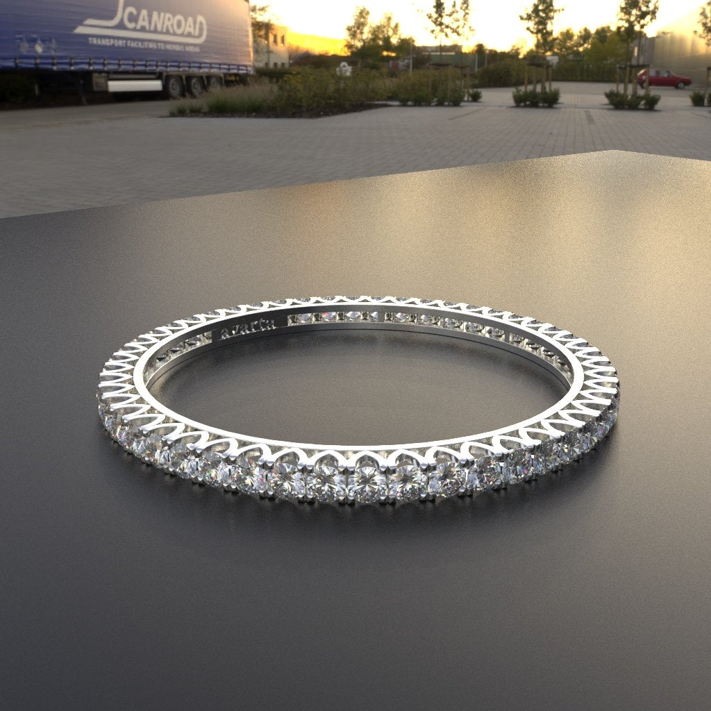 Avarta Jewellery 92.5 Sterling Silver Bangle With 25 Cents Each 5A Grade American Diamonds - Single Pcs