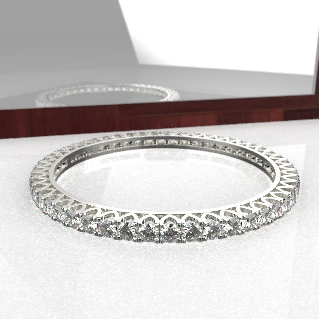 Avarta Jewellery 92.5 Sterling Silver Bangle With 25 Cents Each 5A Grade American Diamonds - Single Pcs