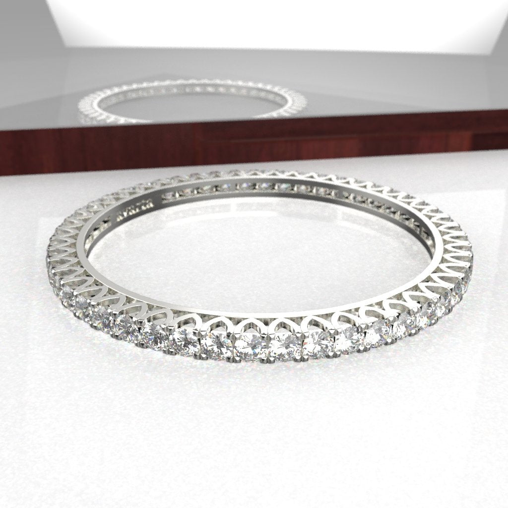 Avarta Jewellery 92.5 Sterling Silver Bangle With 25 Cents Each 5A Grade American Diamonds - Single Pcs