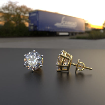 Avarta Jewellery Sterling Silver 2 Carat Each Moissanite Solitaire Studs
