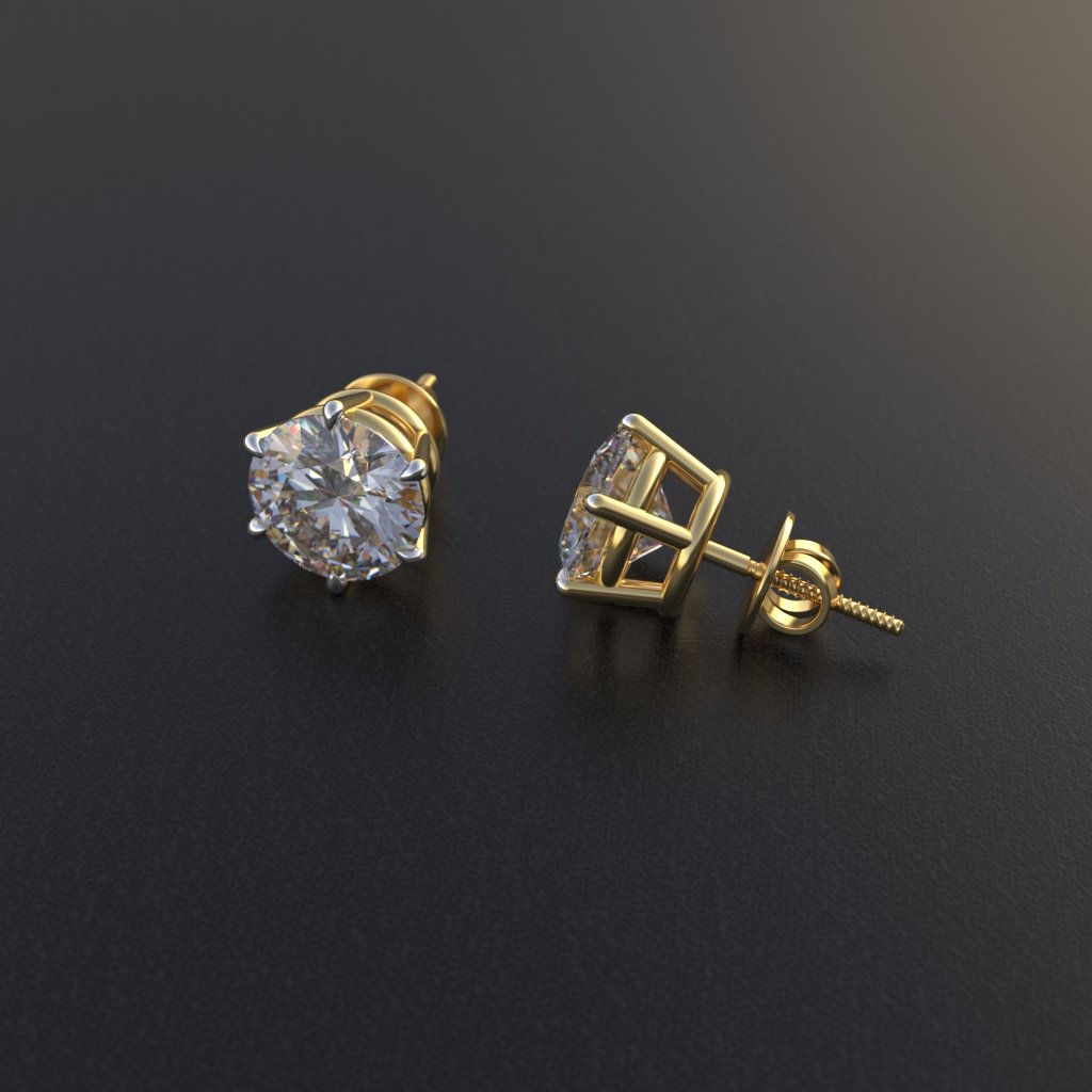 Avarta Jewellery Sterling Silver 2 Carat Each Moissanite Solitaire Studs