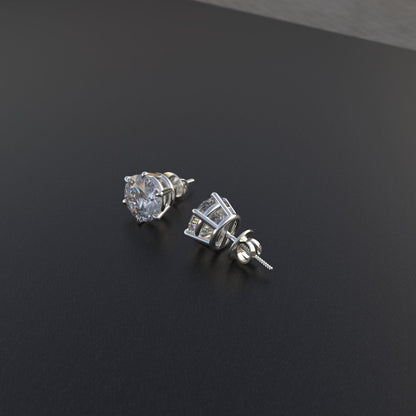 Avarta Jewellery Sterling Silver 2 Carat Each Moissanite Solitaire Studs With White Gold Polish