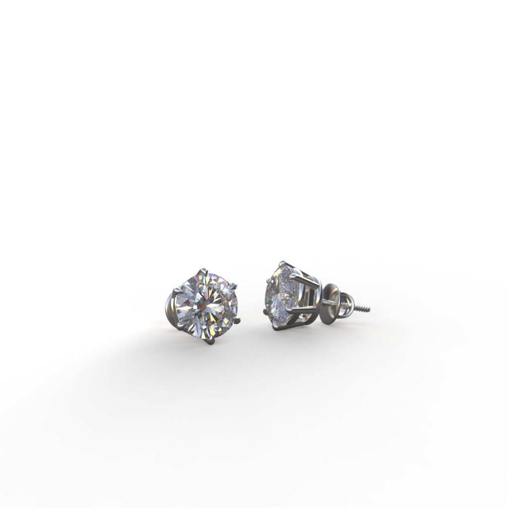 Avarta Jewellery Sterling Silver 2 Carat Each Moissanite Solitaire Studs With White Gold Polish