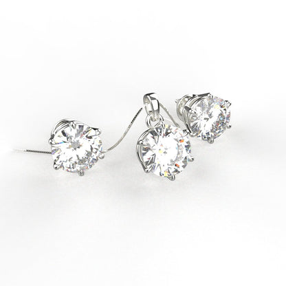 Avarta Jewellery Sterling Silver 2 Carat Solitaire Pendant Set