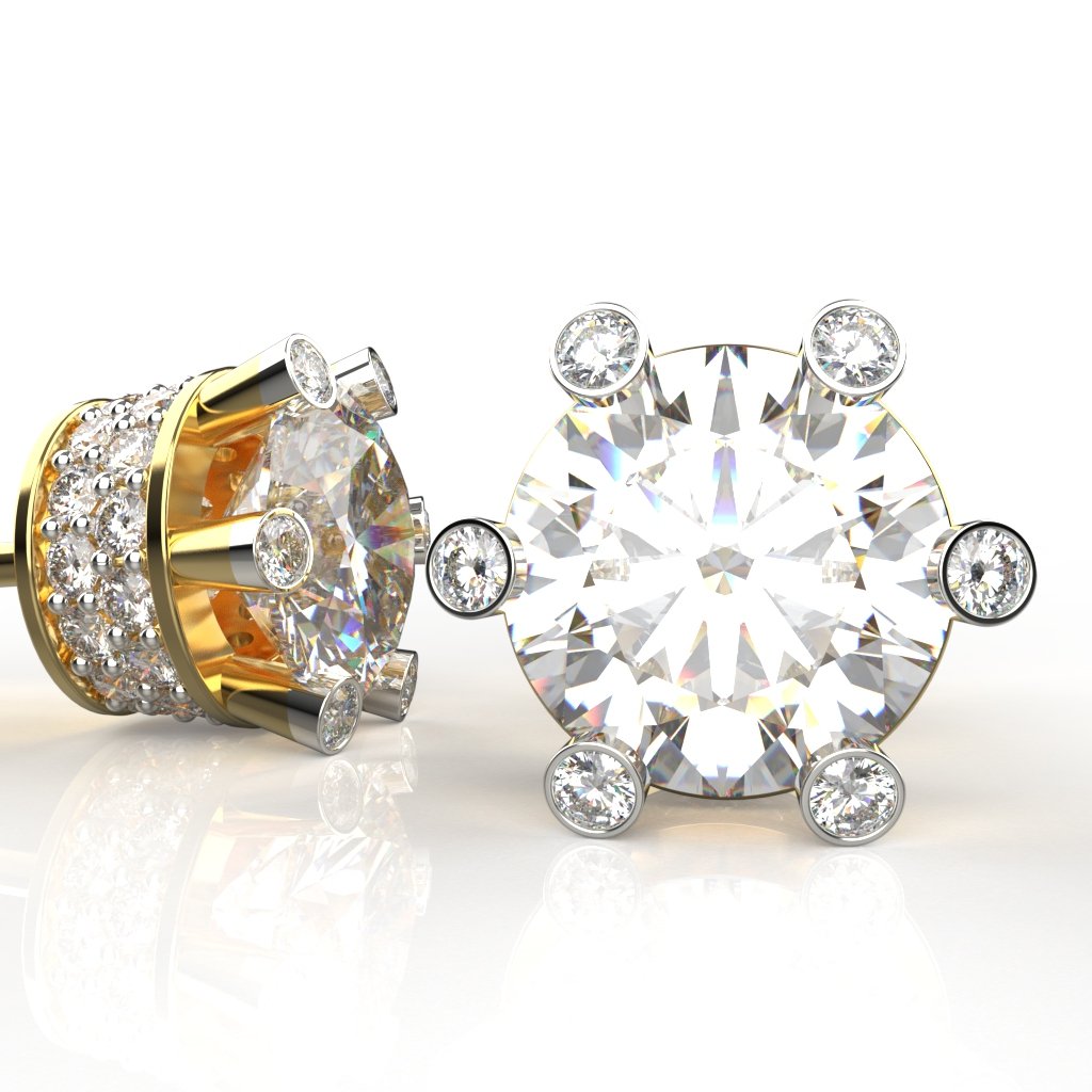 Avarta Jewellery Gold 2.87 Carat Lab Grown Diamond Solitaire Studs