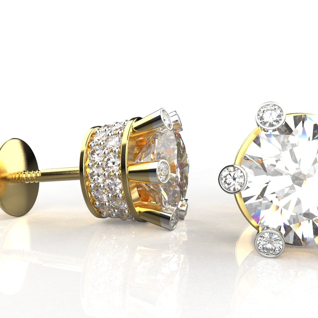 Avarta Jewellery Gold 2.87 Carat Lab Grown Diamond Solitaire Studs