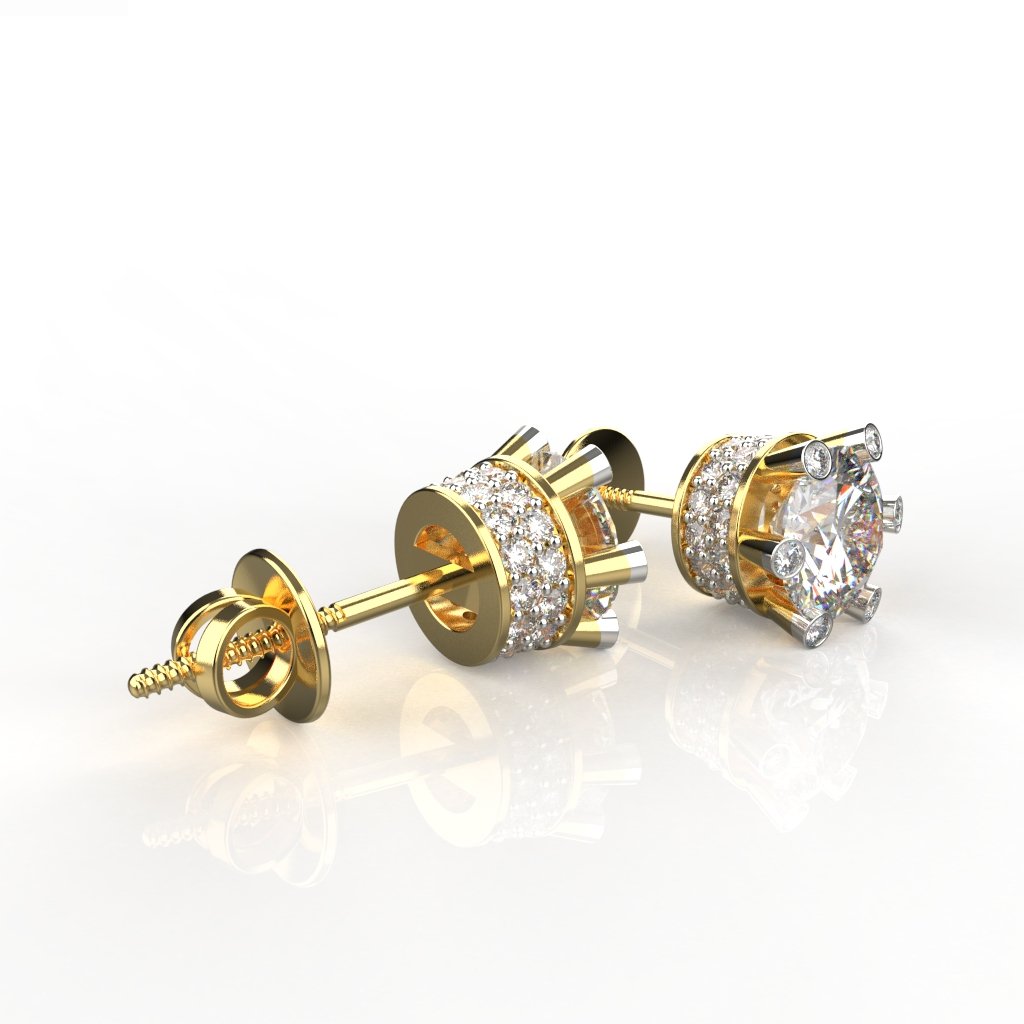 Avarta Jewellery Gold 2.87 Carat Moissanite Solitaire Studs