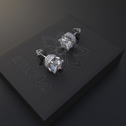 Avarta Sterling Silver 2 Carat Each Solitaire Designer Stud Earrings for Girls & Women