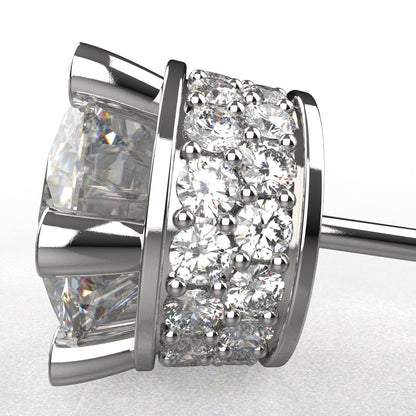 Avarta Sterling Silver 2 Carat Each Solitaire Designer Stud Earrings for Girls & Women
