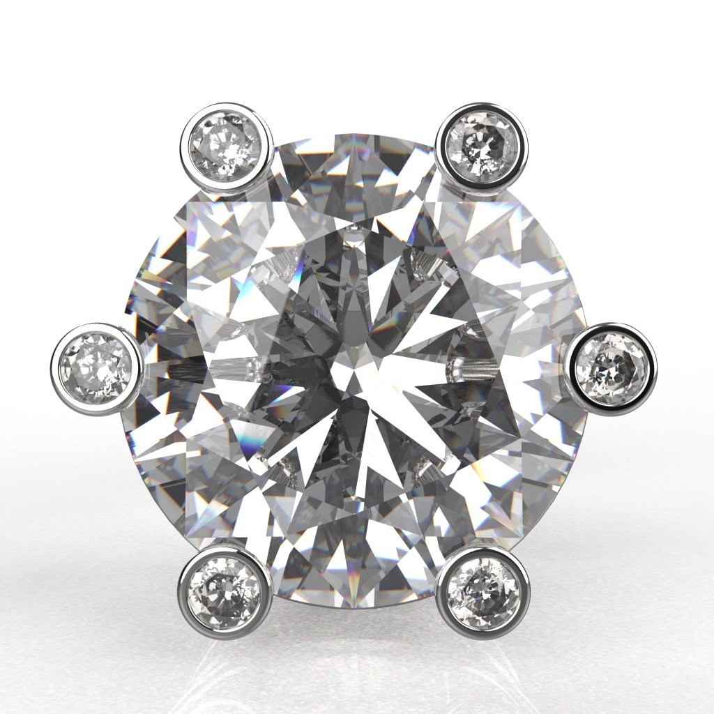 Avarta Sterling Silver 2 Carat Each Solitaire Designer Stud Earrings for Girls & Women