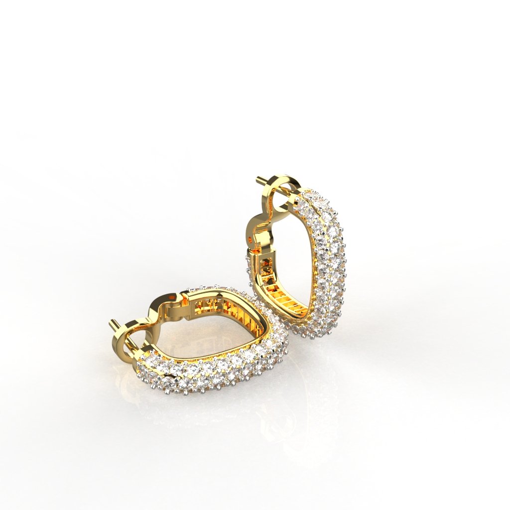 Avarta Jewellery Sterling Silver 5A Grade American Diamond Loop Earrings With Gold Polish For Girls &amp; Women