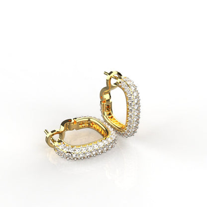 Avarta Jewellery Sterling Silver 5A Grade American Diamond Loop Earrings With Gold Polish For Girls &amp; Women