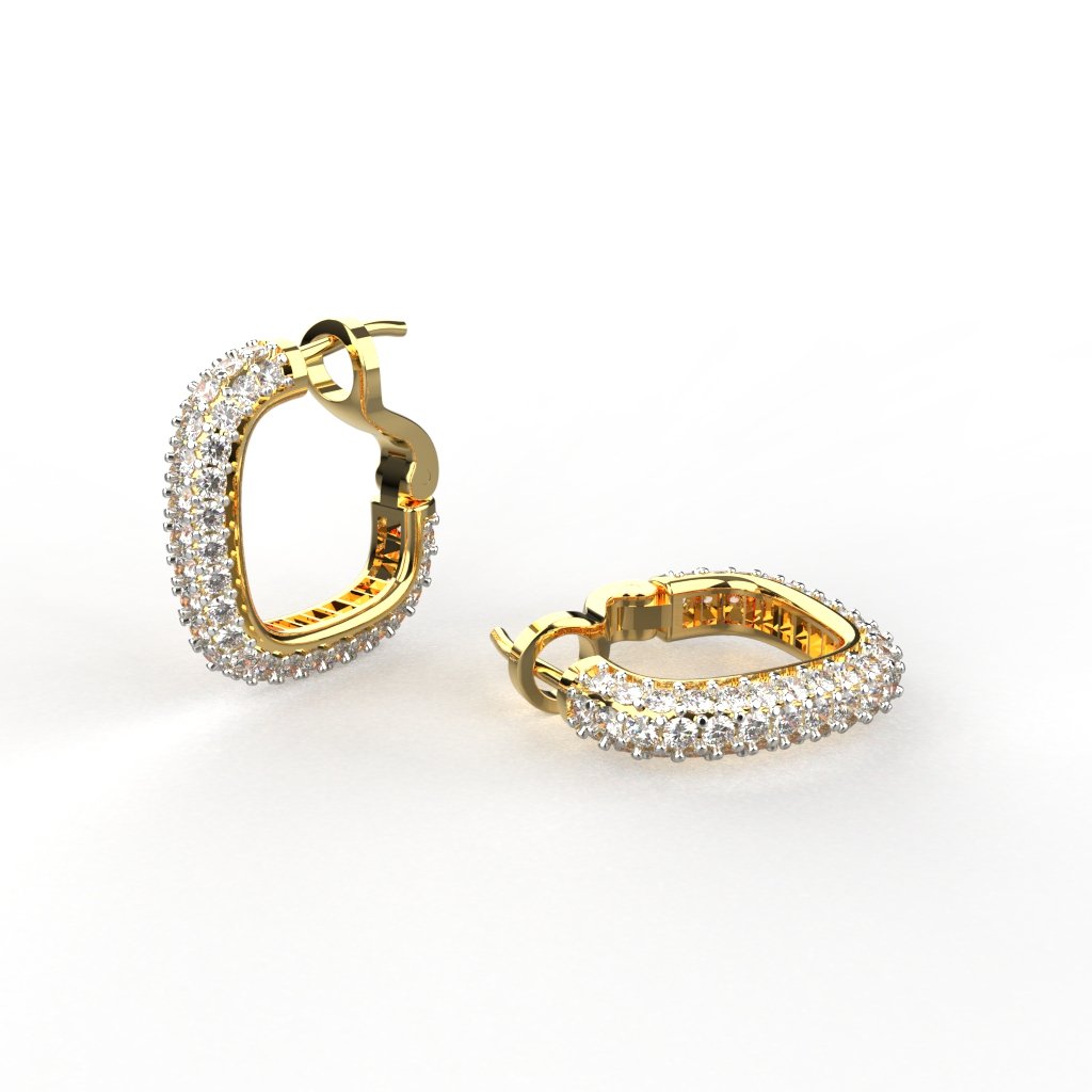Avarta Jewellery Sterling Silver 5A Grade American Diamond Loop Earrings With Gold Polish For Girls &amp; Women