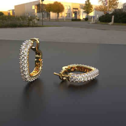 Avarta Jewellery Sterling Silver 5A Grade American Diamond Loop Earrings With Gold Polish For Girls &amp; Women
