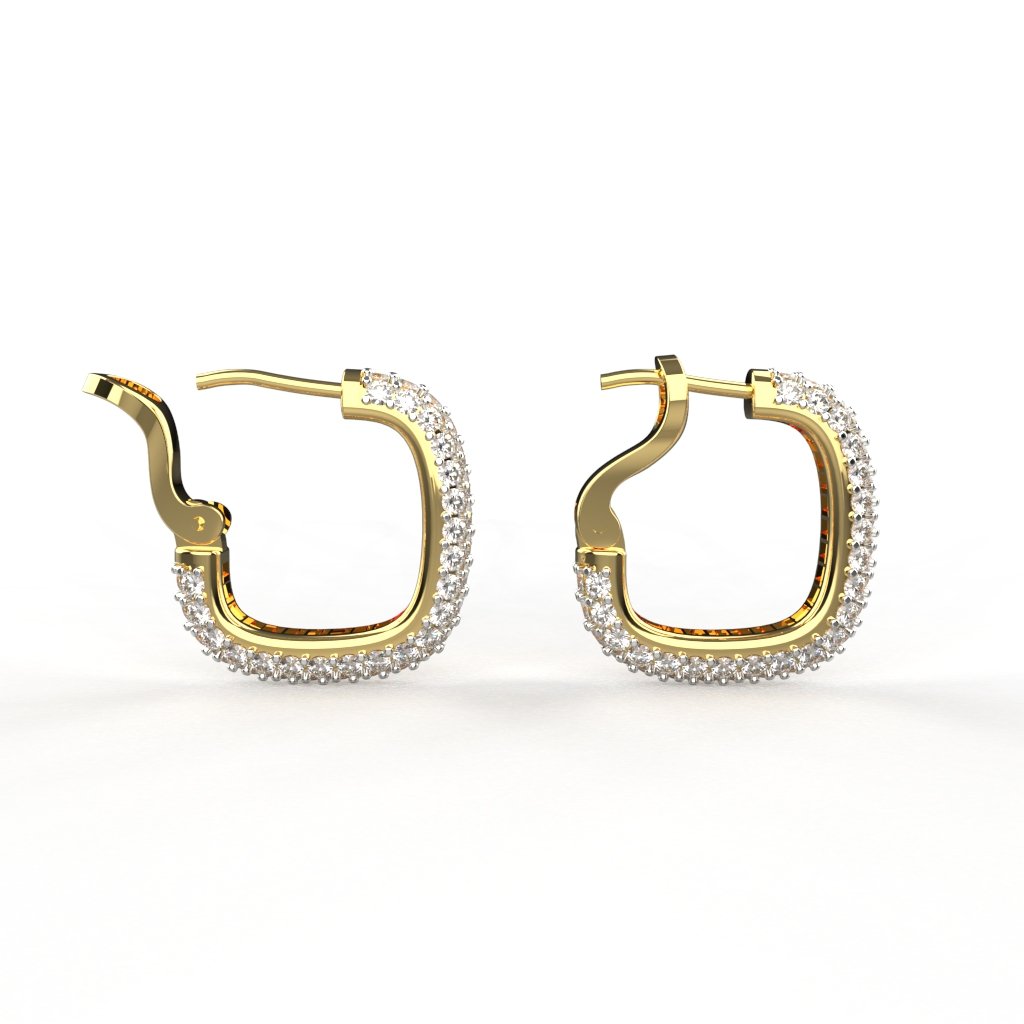Avarta Jewellery Sterling Silver 5A Grade American Diamond Loop Earrings With Gold Polish For Girls &amp; Women