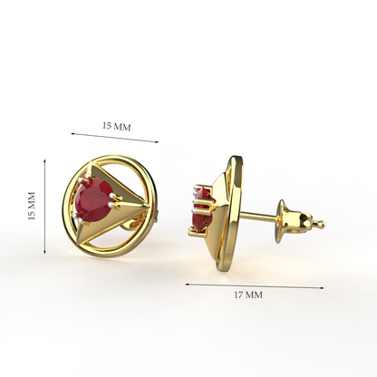 Avarta Jewellery 18K Hallmarked Gold Studs Earrings With Certified Ruby For Girls &amp; Women