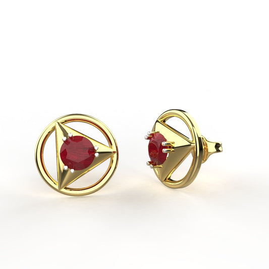 Avarta Jewellery 18K Hallmarked Gold Studs Earrings With Certified Ruby For Girls &amp; Women