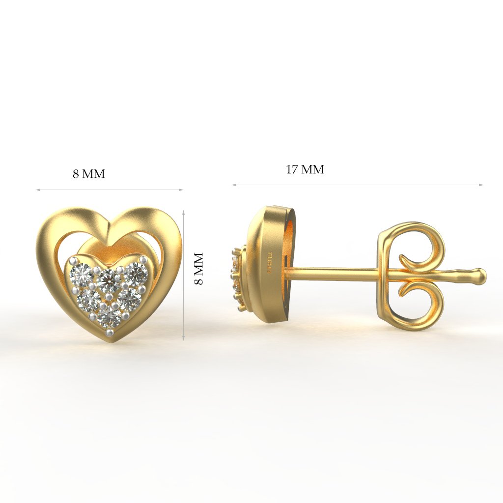 Avarta Jewellery 18K Gold Heart Earring With Certified Diamonds