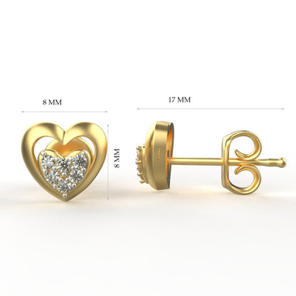 Avarta Jewellery 18K Gold Heart Earring With Certified Diamonds