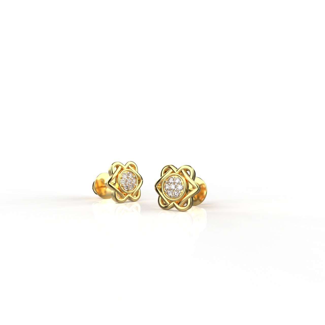 Avarta 18K Gold Diamond Studs Earrings For Girls &amp; Women