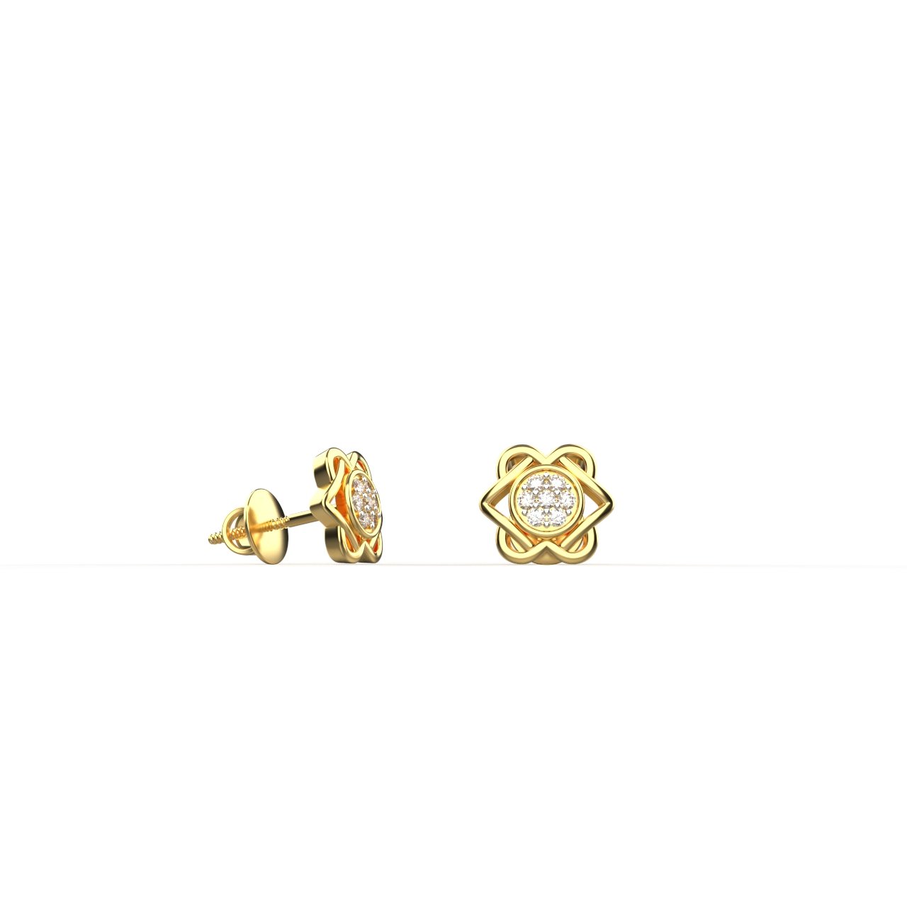 Avarta 18K Gold Diamond Studs Earrings For Girls &amp; Women