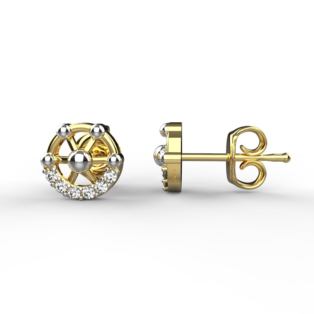 Avarta Jewellery 18K Hallmarked Gold Studs Earrings With Certified Diamonds For Kids, Girls &amp; Women