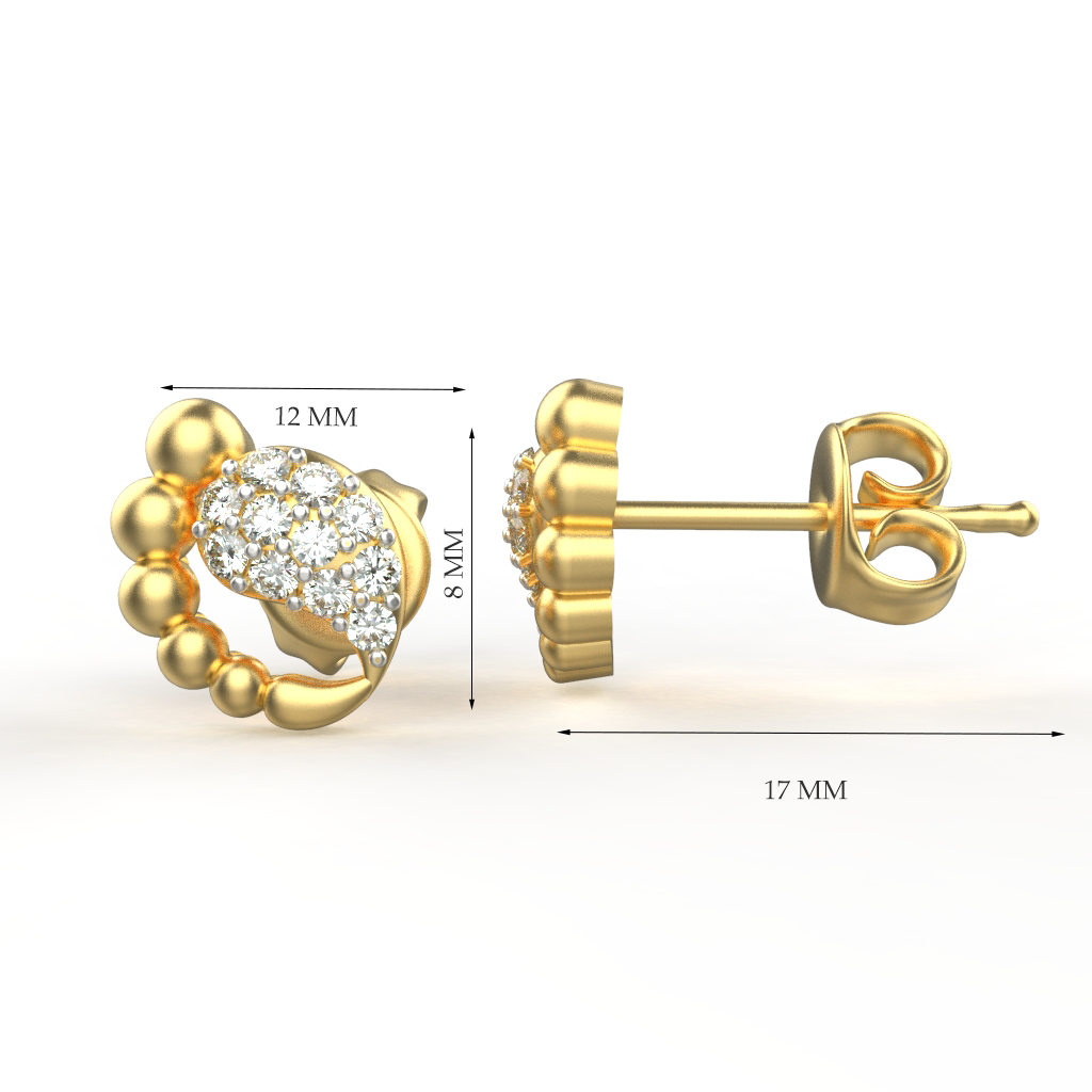 Avarta Jewellery 18K Hallmarked Gold Certified Diamond Stud Earrings
