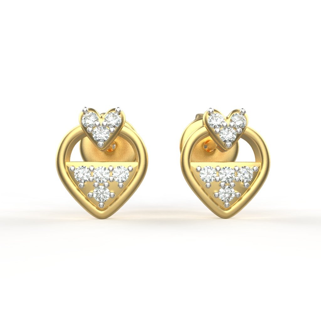 Avarta Jewellery 18K Hallmarked Gold Studs Earrings With Certified Diamonds For Kids, Girls &amp; Women
