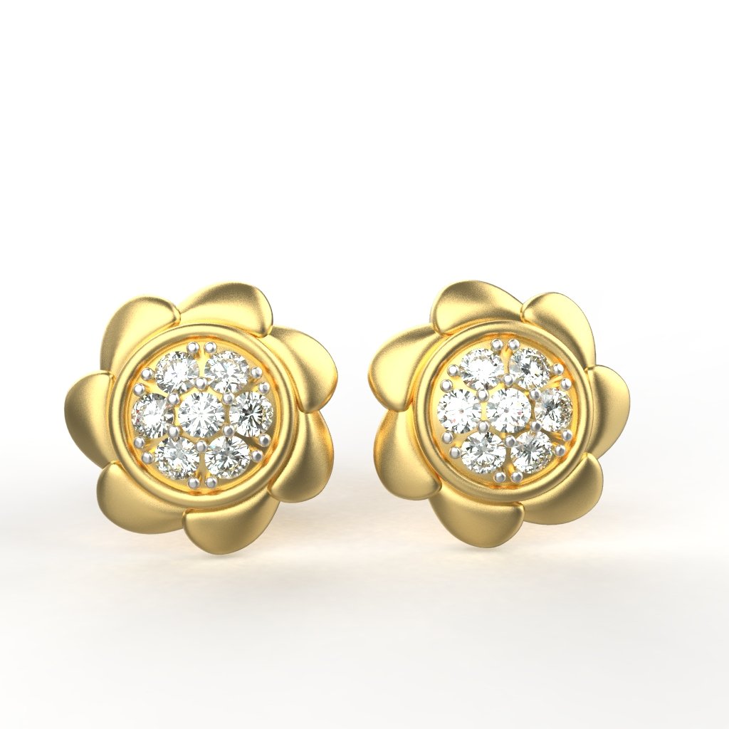 Avarta Jewellery 18K Hallmarked Gold Studs Earrings With Certified Diamonds For Kids, Girls &amp; Women