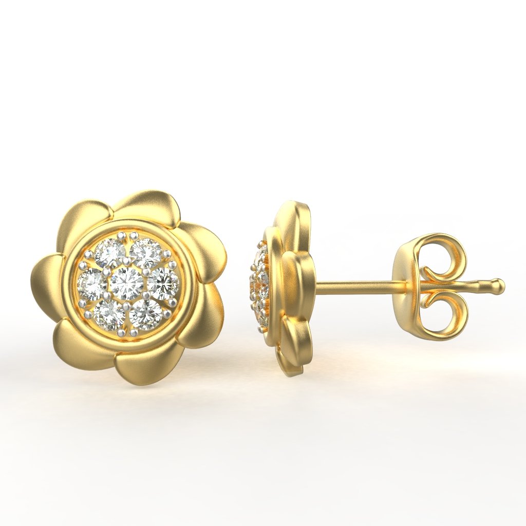 Avarta Jewellery 18K Hallmarked Gold Studs Earrings With Certified Diamonds For Kids, Girls &amp; Women