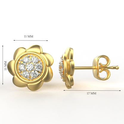Avarta Jewellery 18K Hallmarked Gold Studs Earrings With Certified Diamonds For Kids, Girls &amp; Women