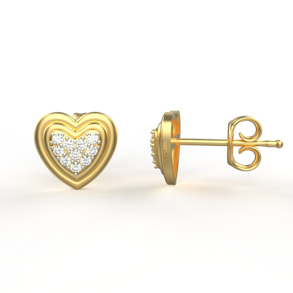 Avarta Jewellery 18K Hallmarked Gold Certified Diamond Stud Earring For Kids, Girls &amp; Women
