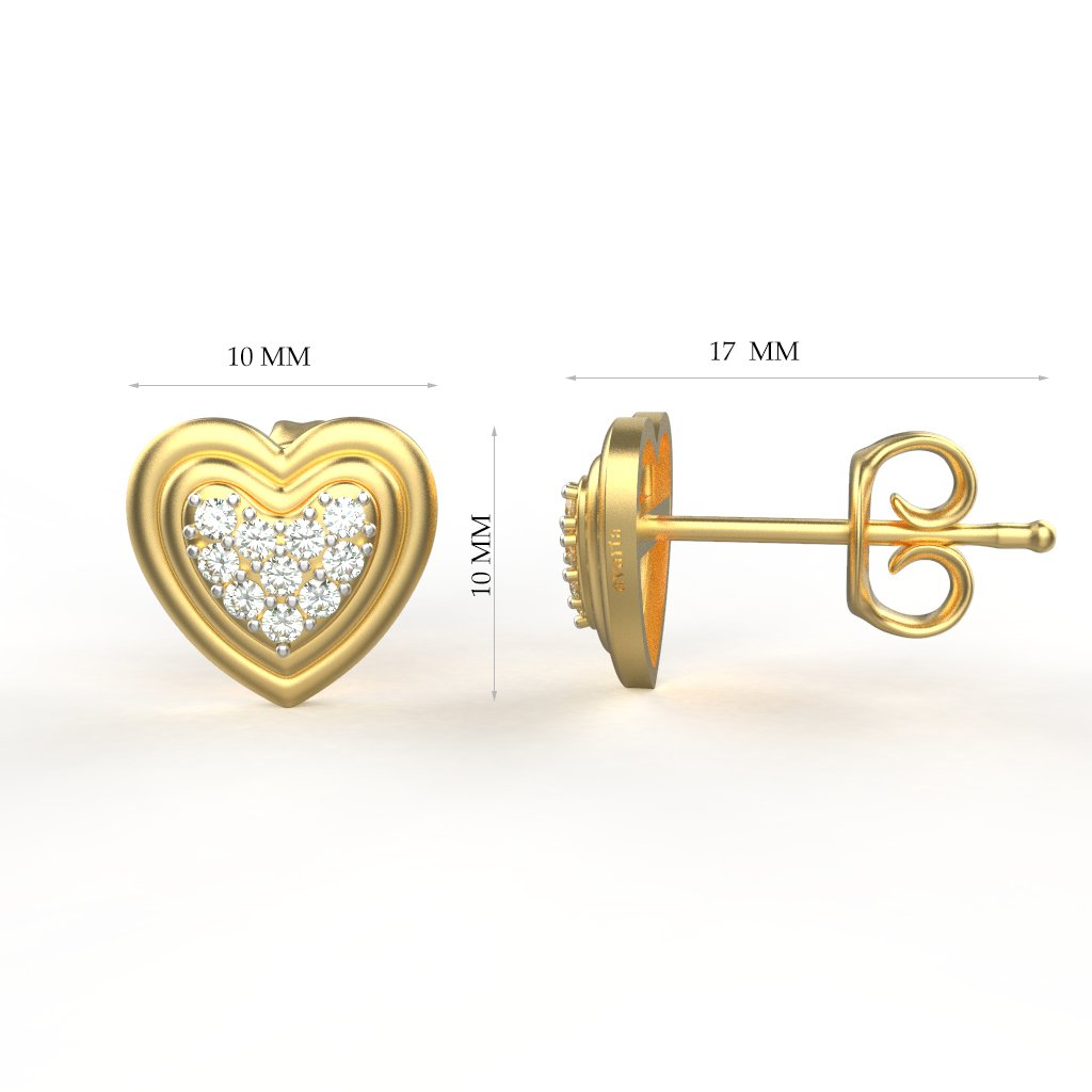 Avarta Jewellery 18K Hallmarked Gold Certified Diamond Stud Earring For Kids, Girls &amp; Women