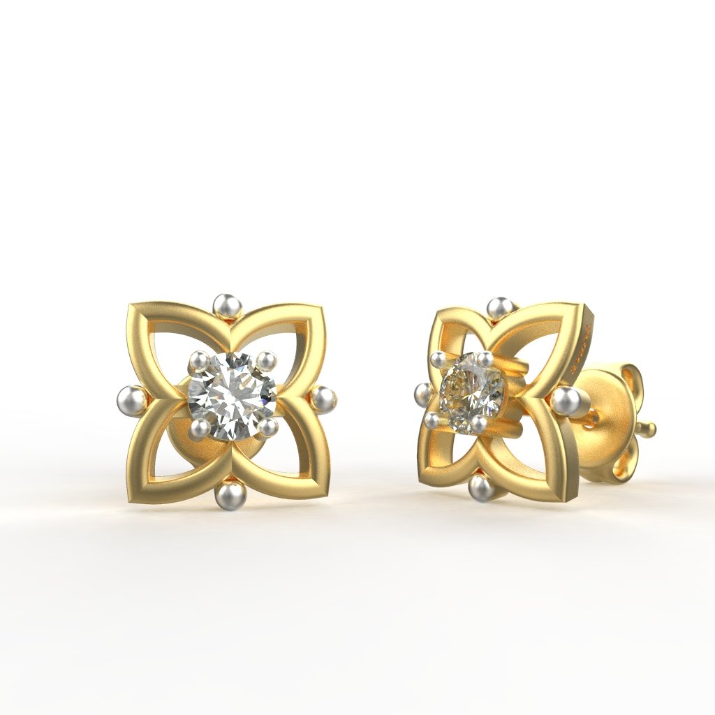 Avarta Jewellery 18K Hallmarked Gold Solitaire Studs Earrings With Certified Diamonds For Kids, Girls &amp; Women