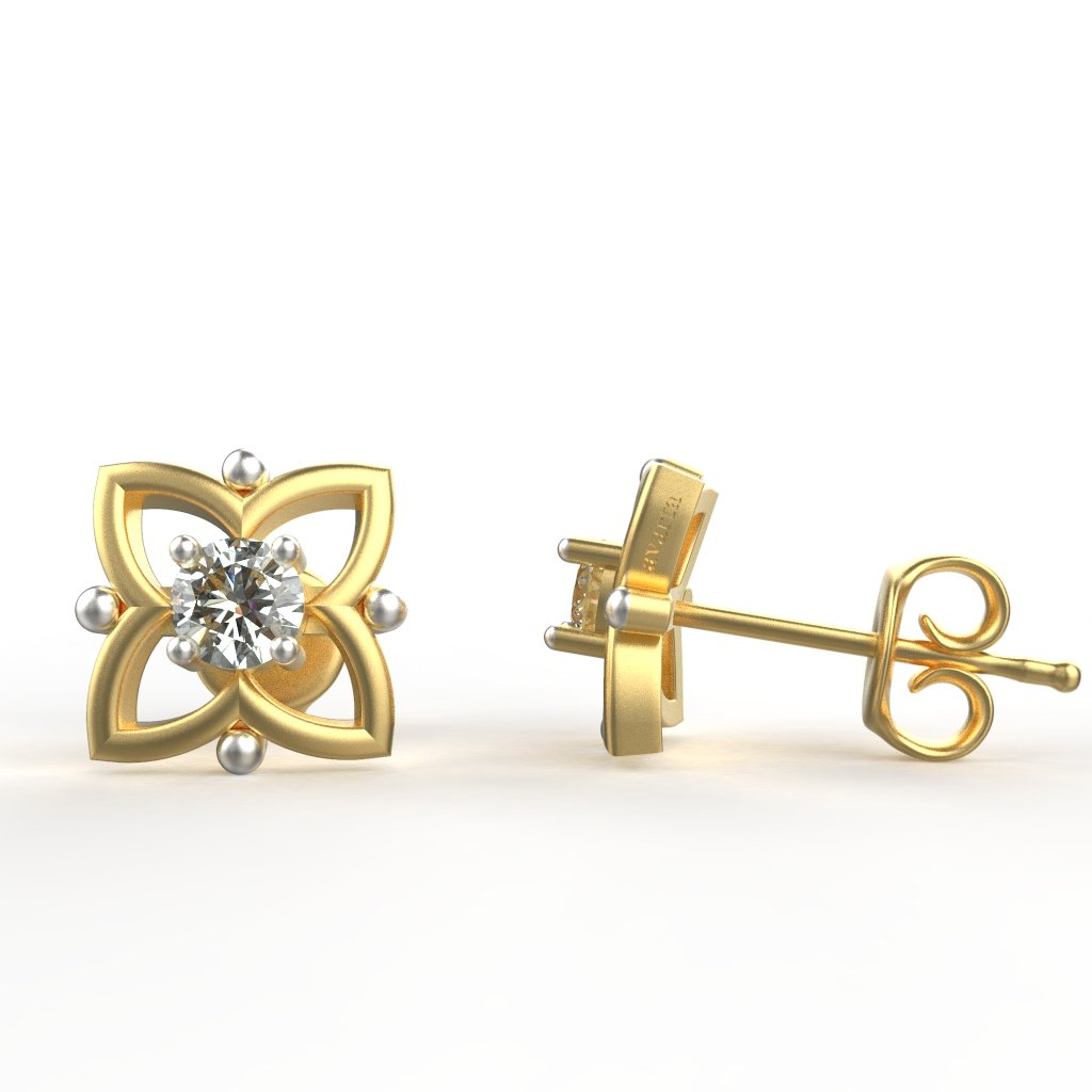 Avarta Jewellery 18K Hallmarked Gold Solitaire Studs Earrings With Certified Diamonds For Kids, Girls &amp; Women