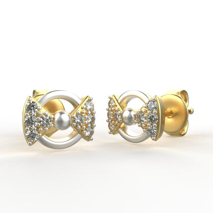 Avarta Jewellery 18K Hallmarked Gold Studs Earrings With Certified Diamonds For Kids, Girls &amp; Women