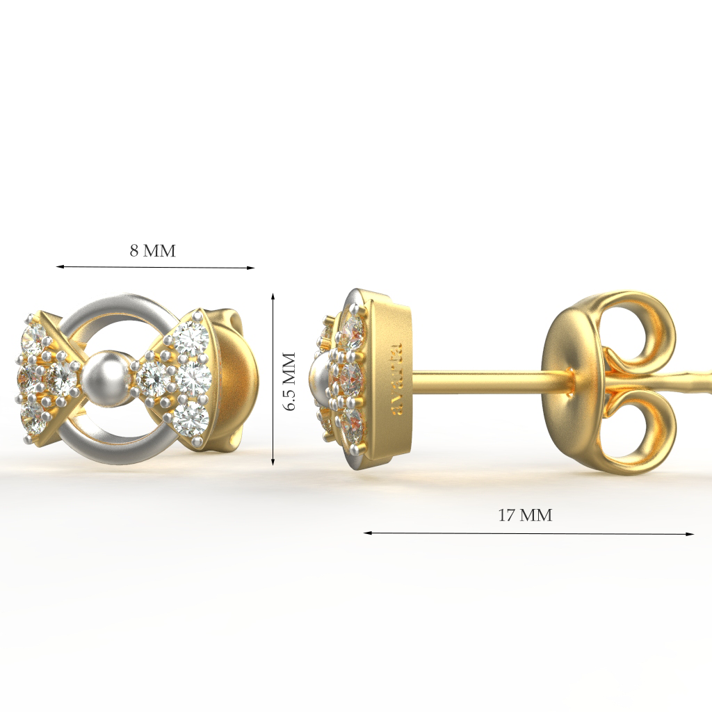 Avarta Jewellery 18K Hallmarked Gold Studs Earrings With Certified Diamonds For Kids, Girls &amp; Women