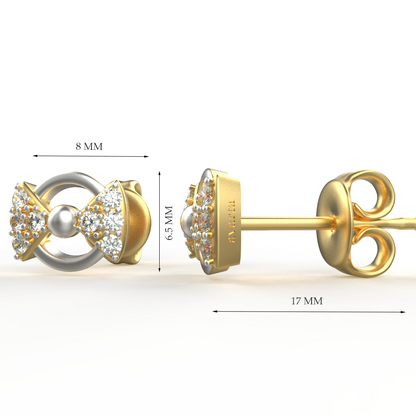 Avarta Jewellery 18K Hallmarked Gold Studs Earrings With Certified Diamonds For Kids, Girls &amp; Women