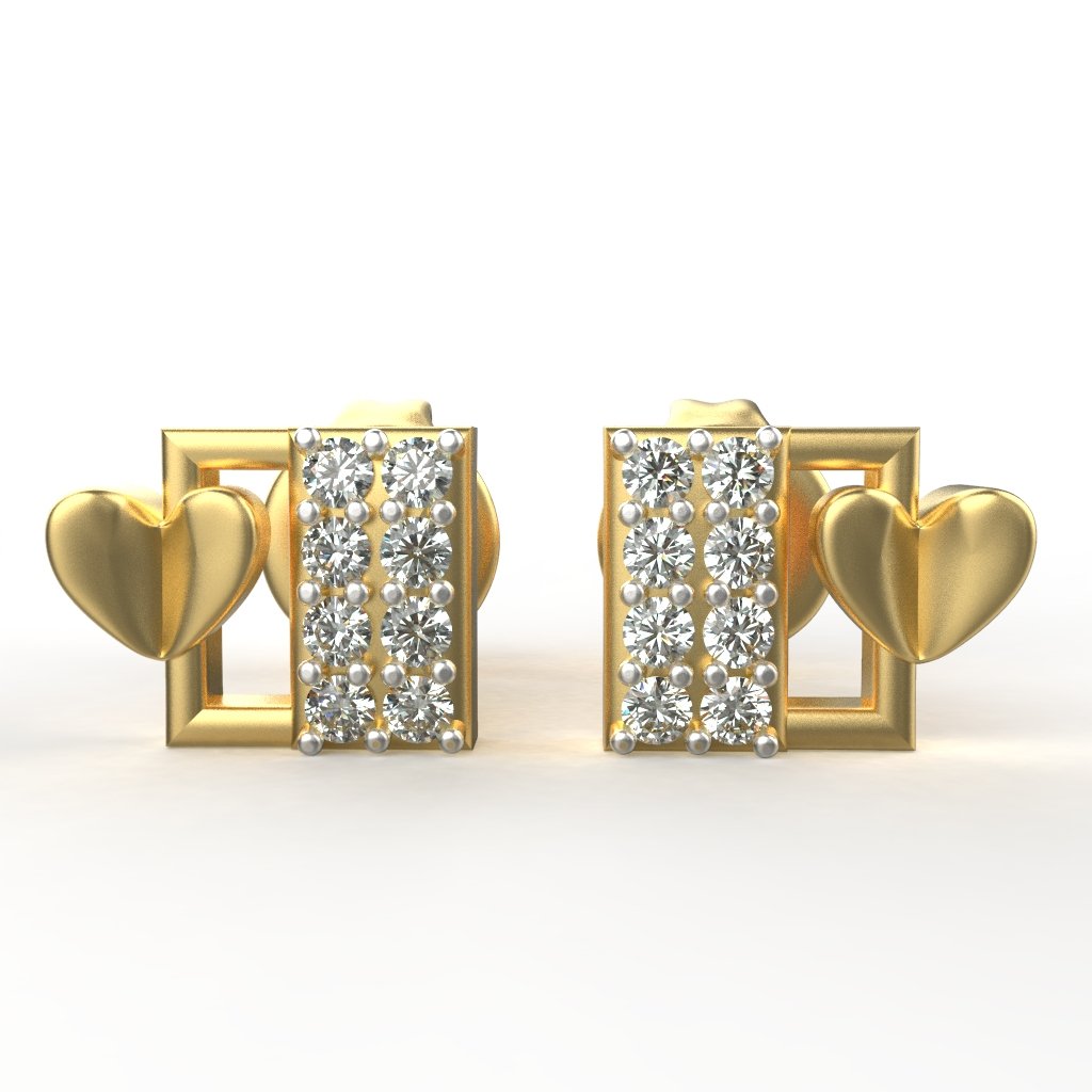 Avarta Jewellery 18K Hallmarked Gold With Certified Diamonds Earrings For Girls &amp; Women Main image