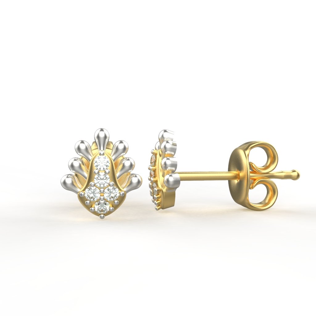 Avarta Jewellery 18K Hallmarked Gold With Certified Diamond Studs Earrings For Girls &amp; Women