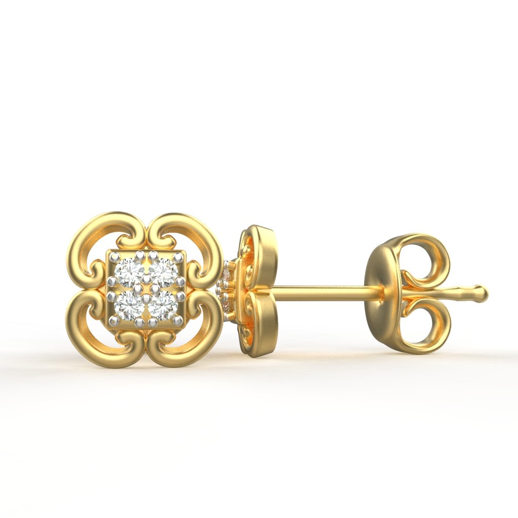 Avarta Jewellery 18K Hallmarked Gold Certified Diamond Stud Earrings For Kids, Girls &amp; Women