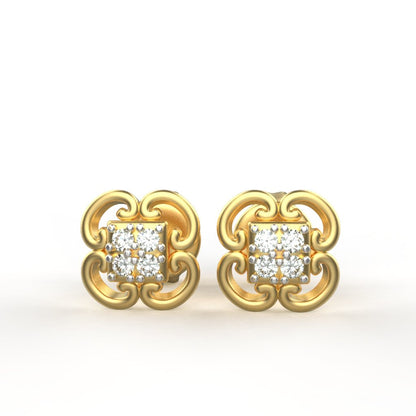Avarta Jewellery 18K Hallmarked Gold Certified Diamond Stud Earrings For Kids, Girls &amp; Women