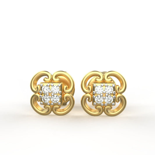 Avarta Jewellery 18K Hallmarked Gold Certified Diamond Stud Earrings For Kids, Girls &amp; Women